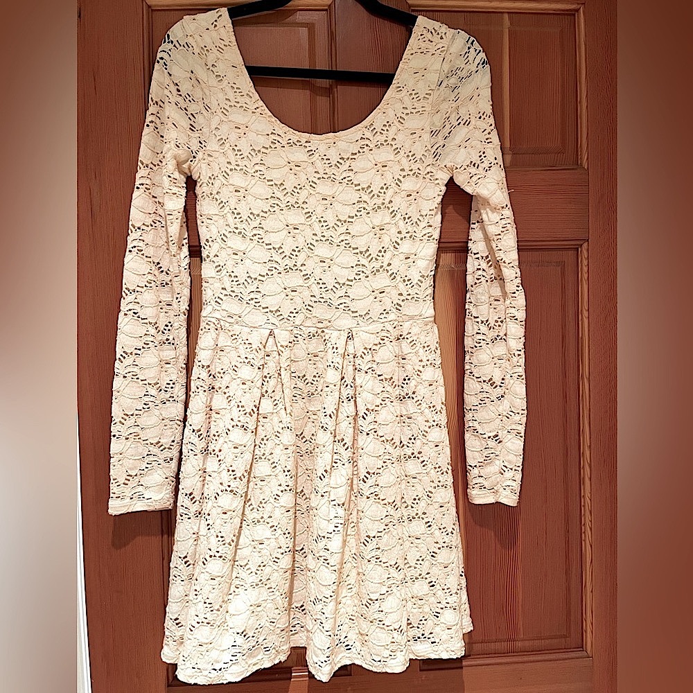 Free People lace floral dress in cream